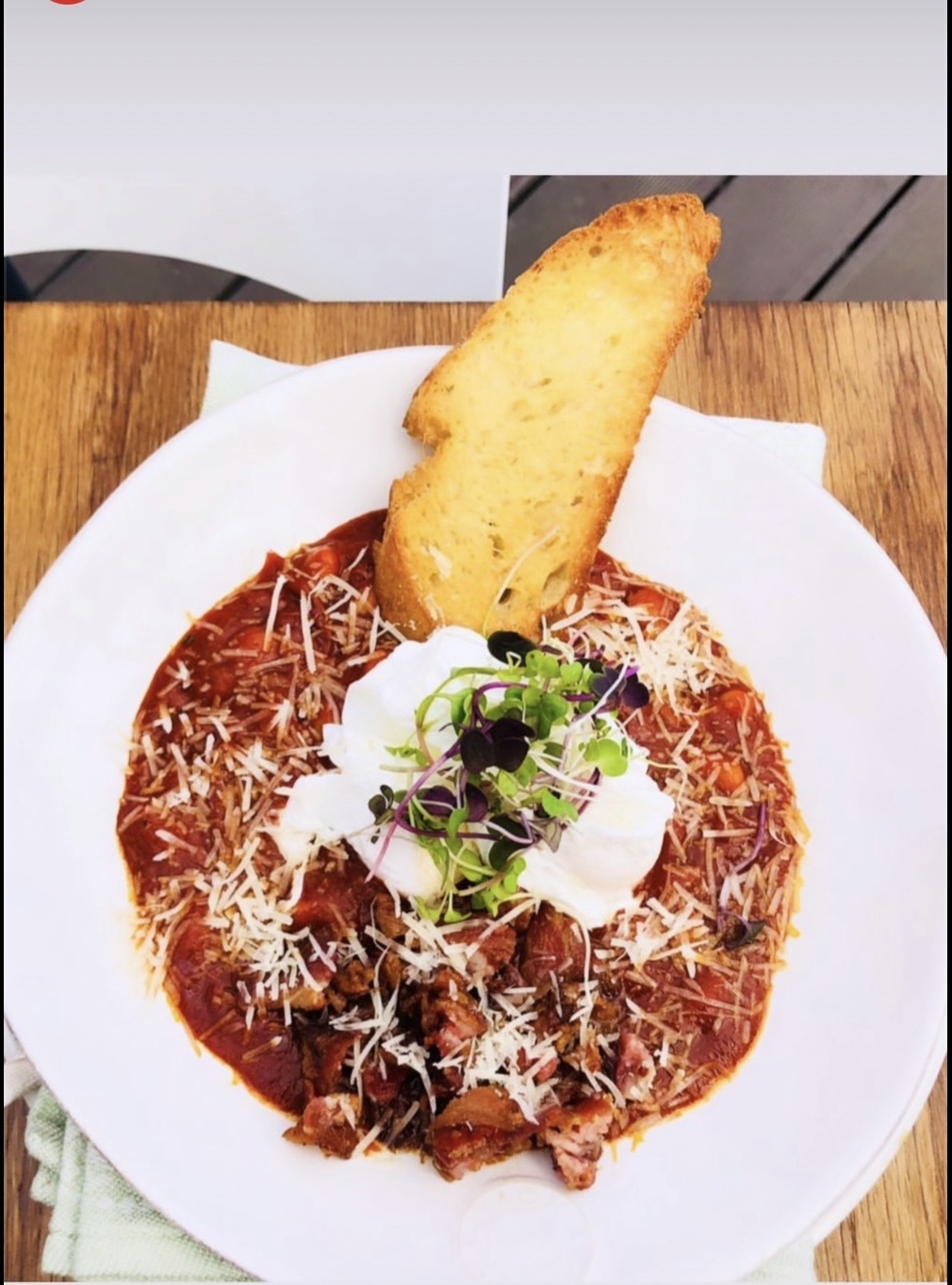 Beef ragù with burrata, parmesan and toasted ciabatta